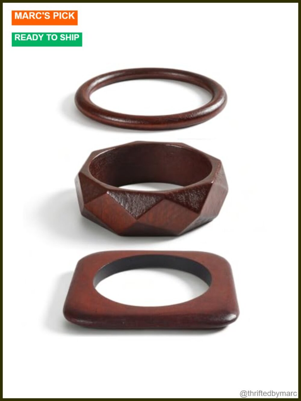 Natural Wood Bangle Bracelet Set for Women Chunky Stackable Boho Geometric